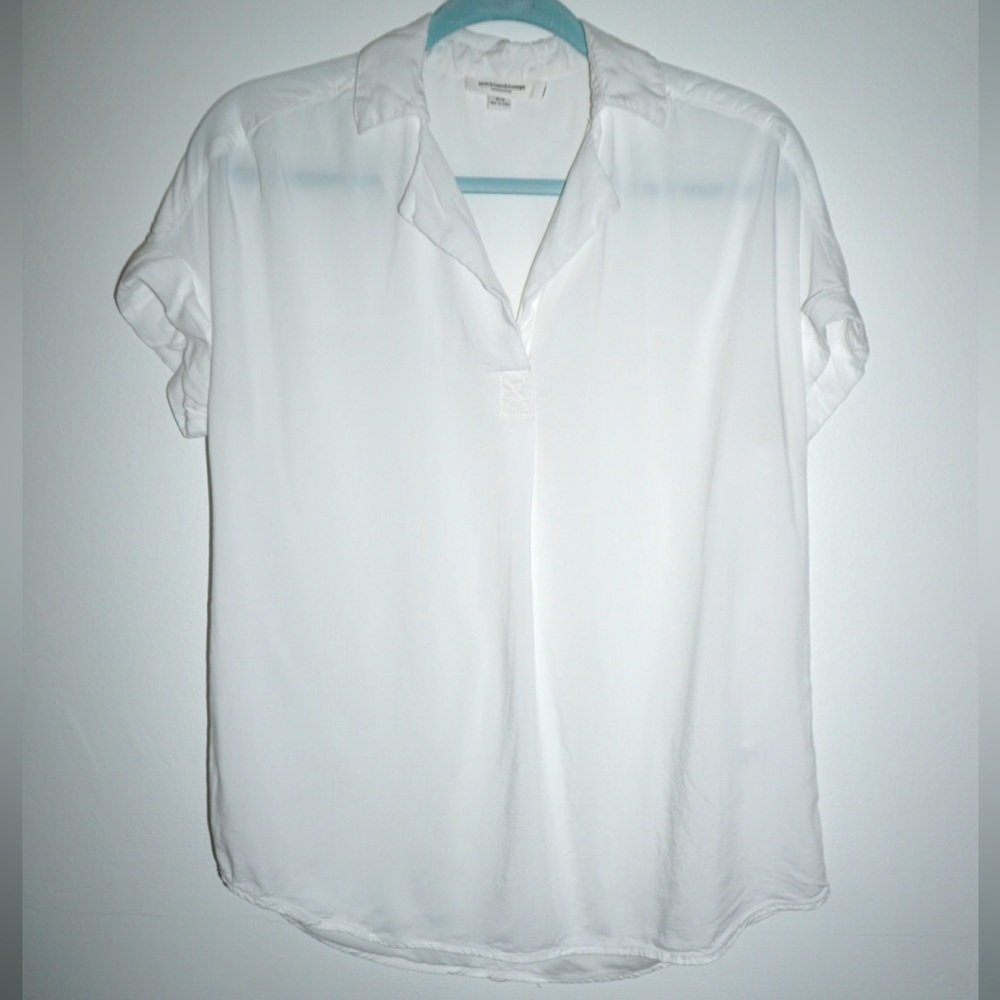 BEACHLUNCHLOUNGE Collection white short sleeve cover up dress shirt. Size S.
